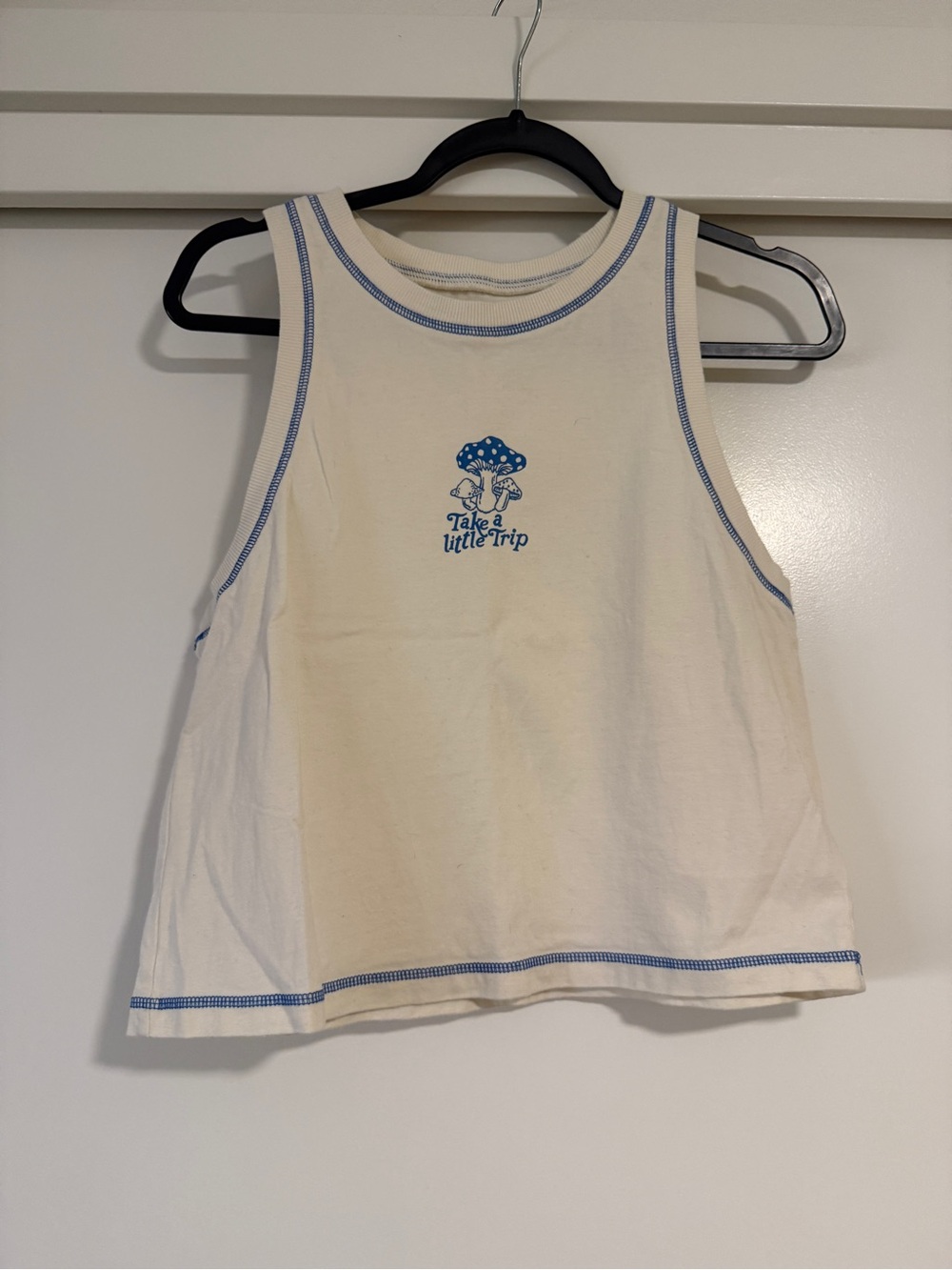 Urban outfitters Tank Top with Blue Trim - 'Take a Little Trip'
